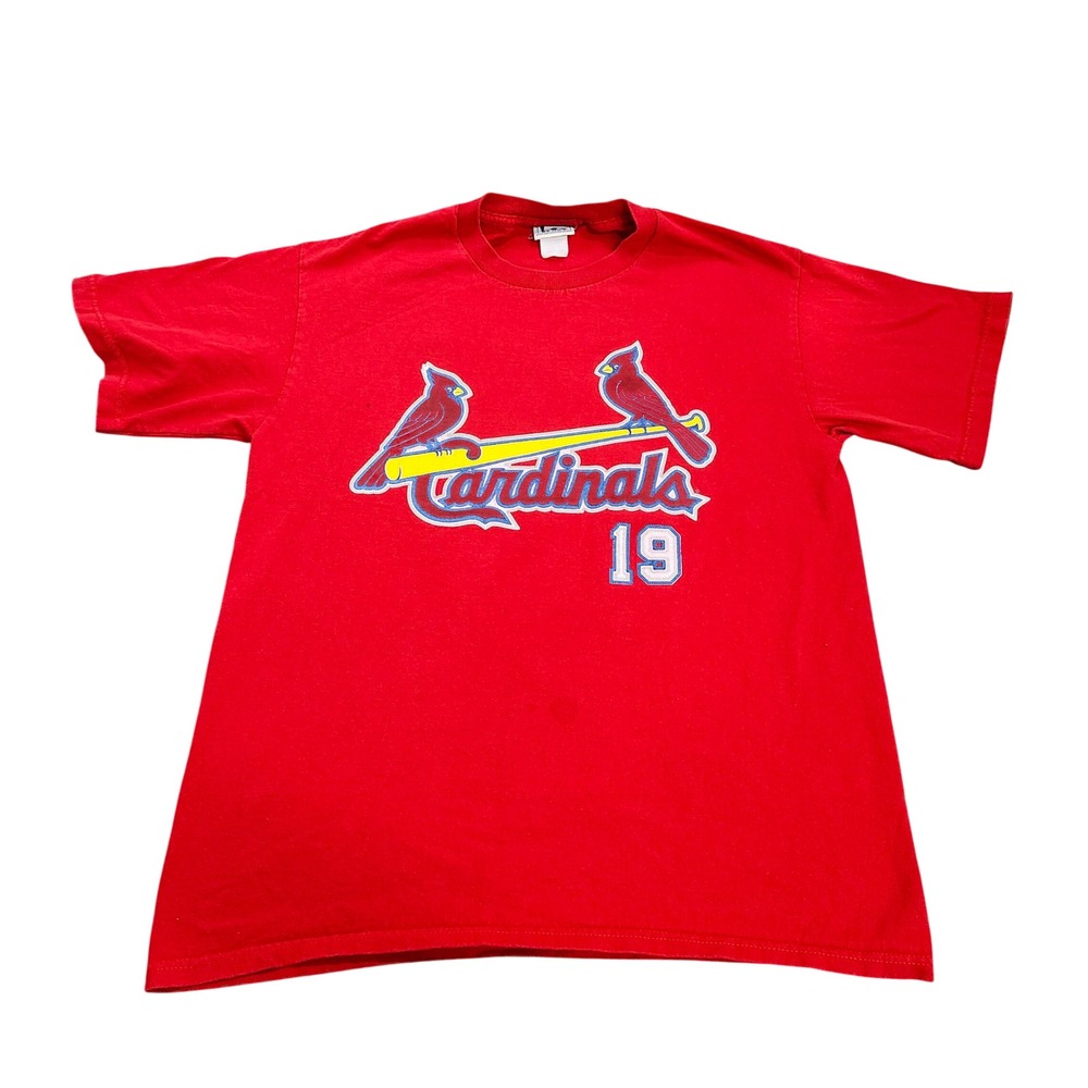 ST LOUIS CARDINALS MENS MEDIUM RED MLB BASEBALL WOODY 19 LEE SPORT EUC